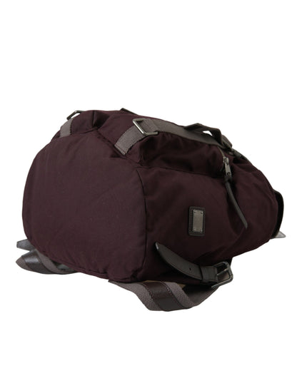 Elegant Maroon Nylon Leather Backpack