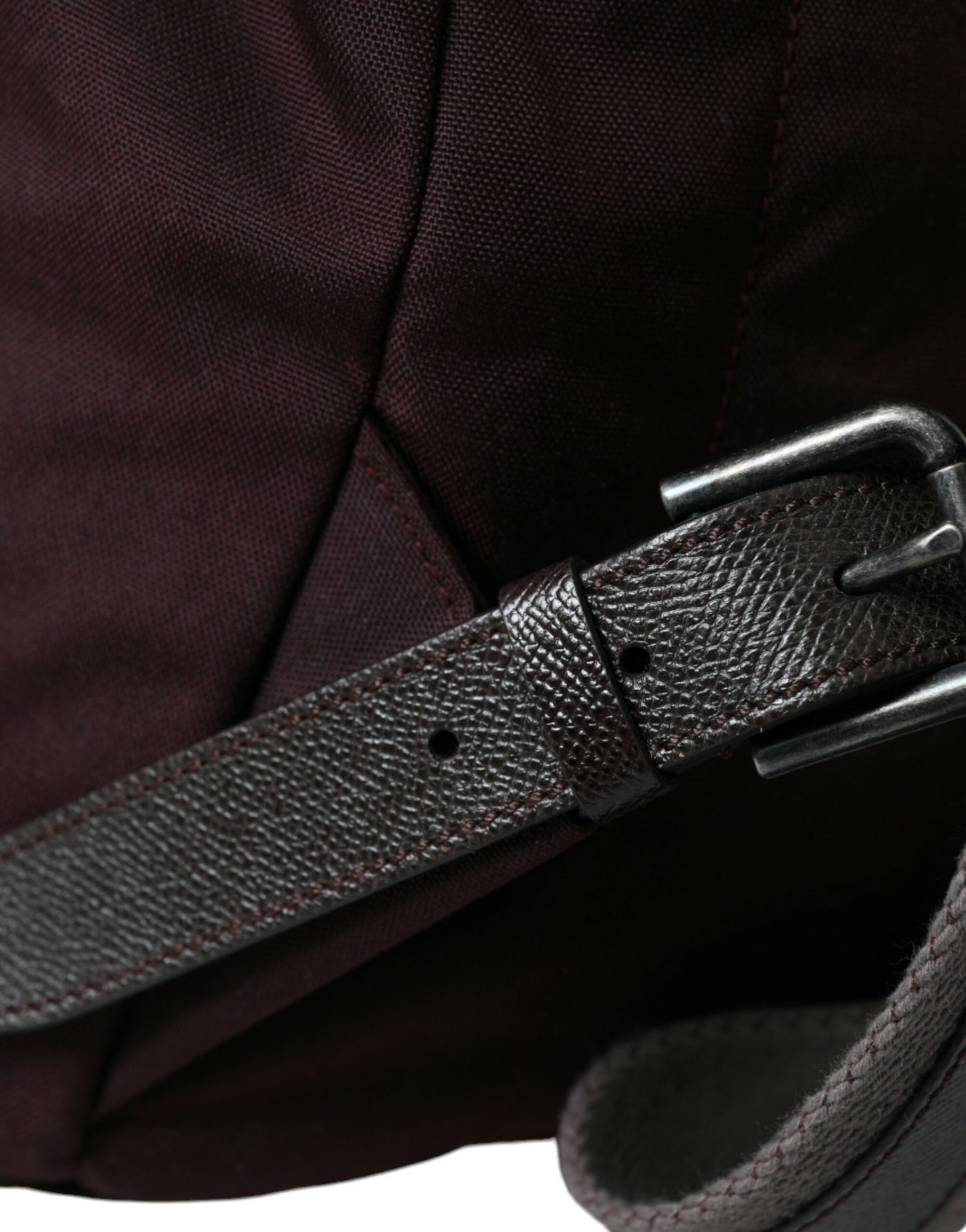 Elegant Maroon Nylon Leather Backpack