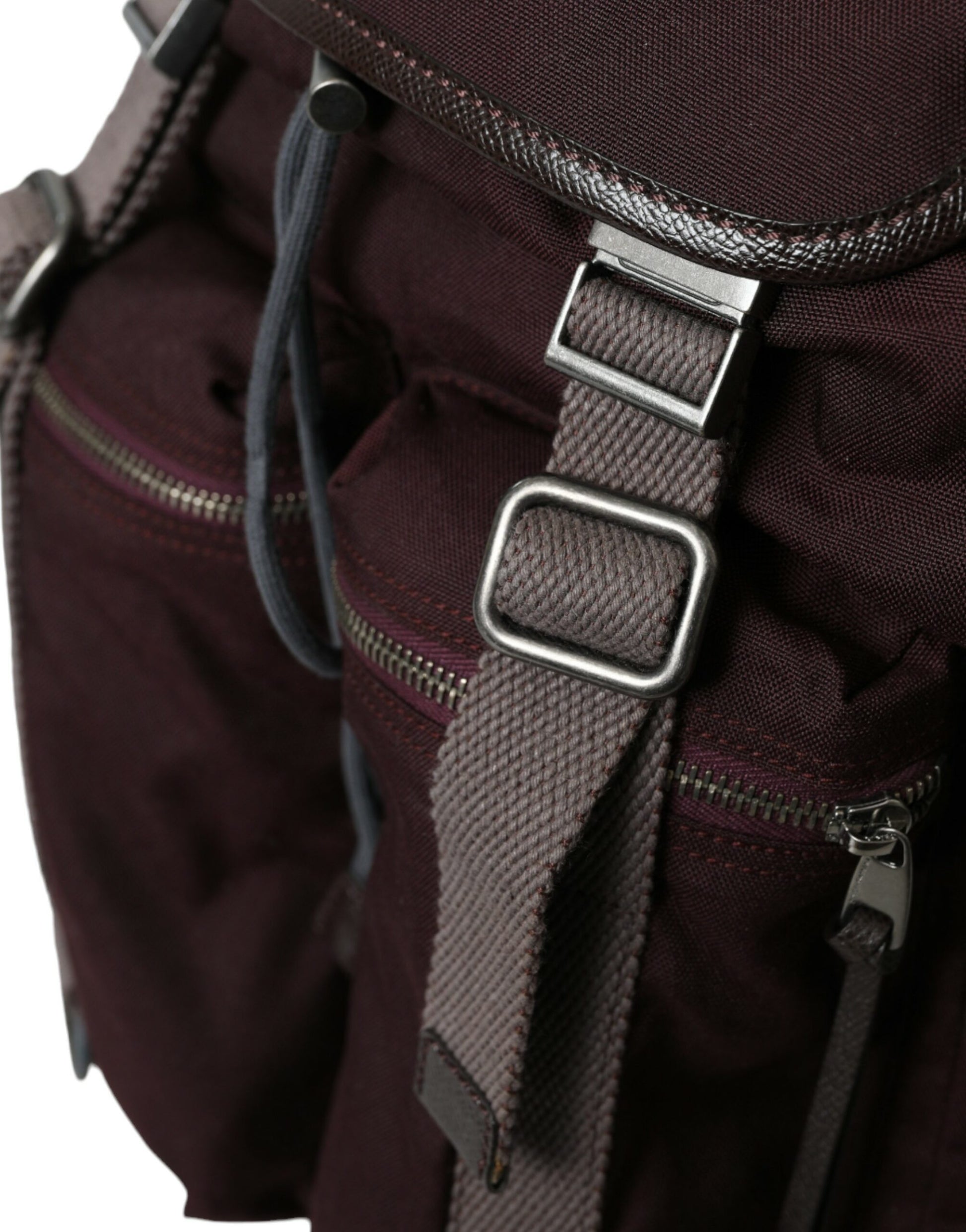 Elegant Maroon Nylon Leather Backpack