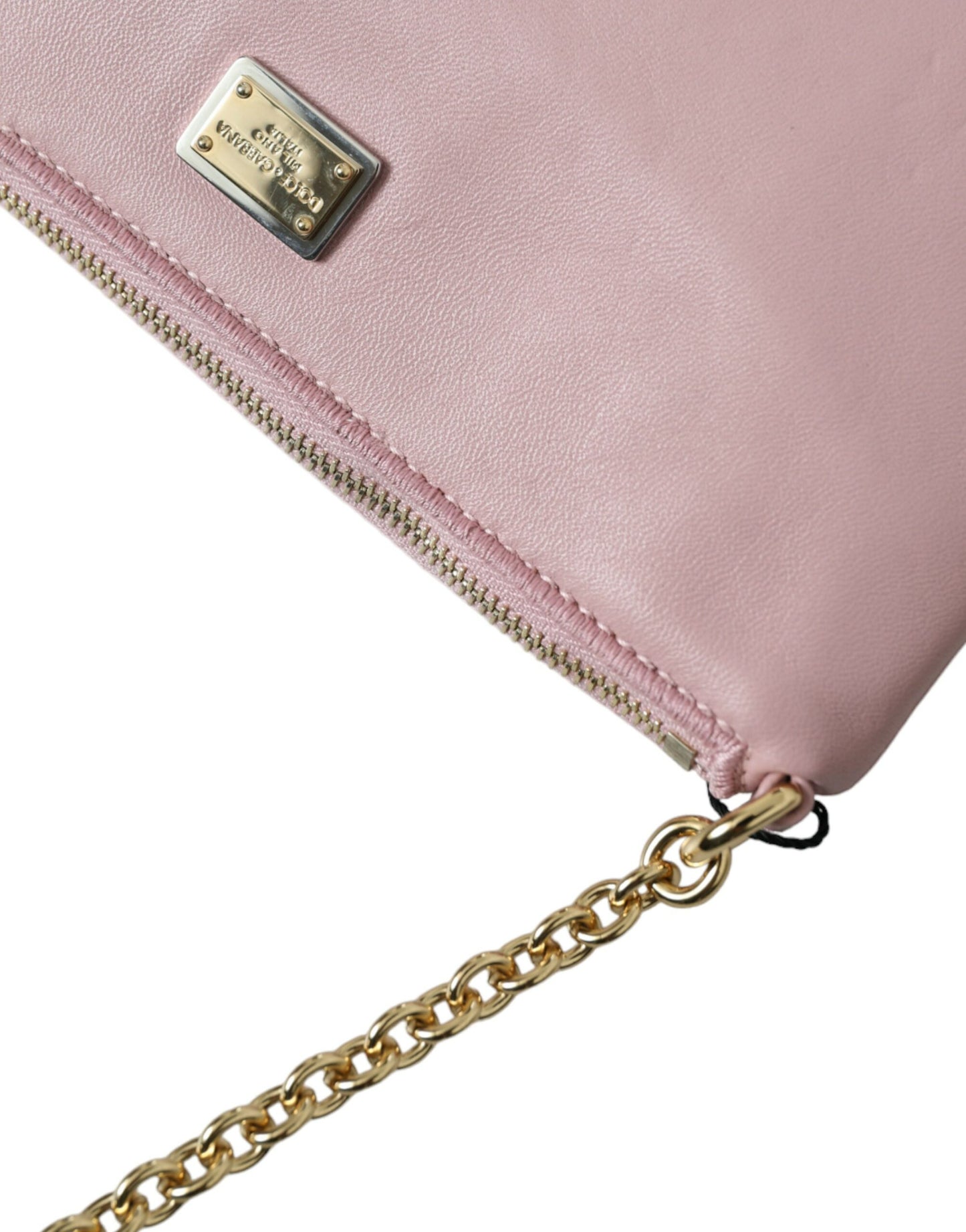 Elegant Pink Leather Pouch Clutch with Floral Embroidery