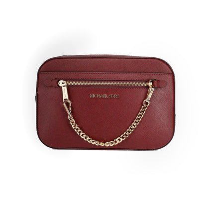 Jet Set East West Large Dark Cherry Leather Zip Chain Crossbody Bag