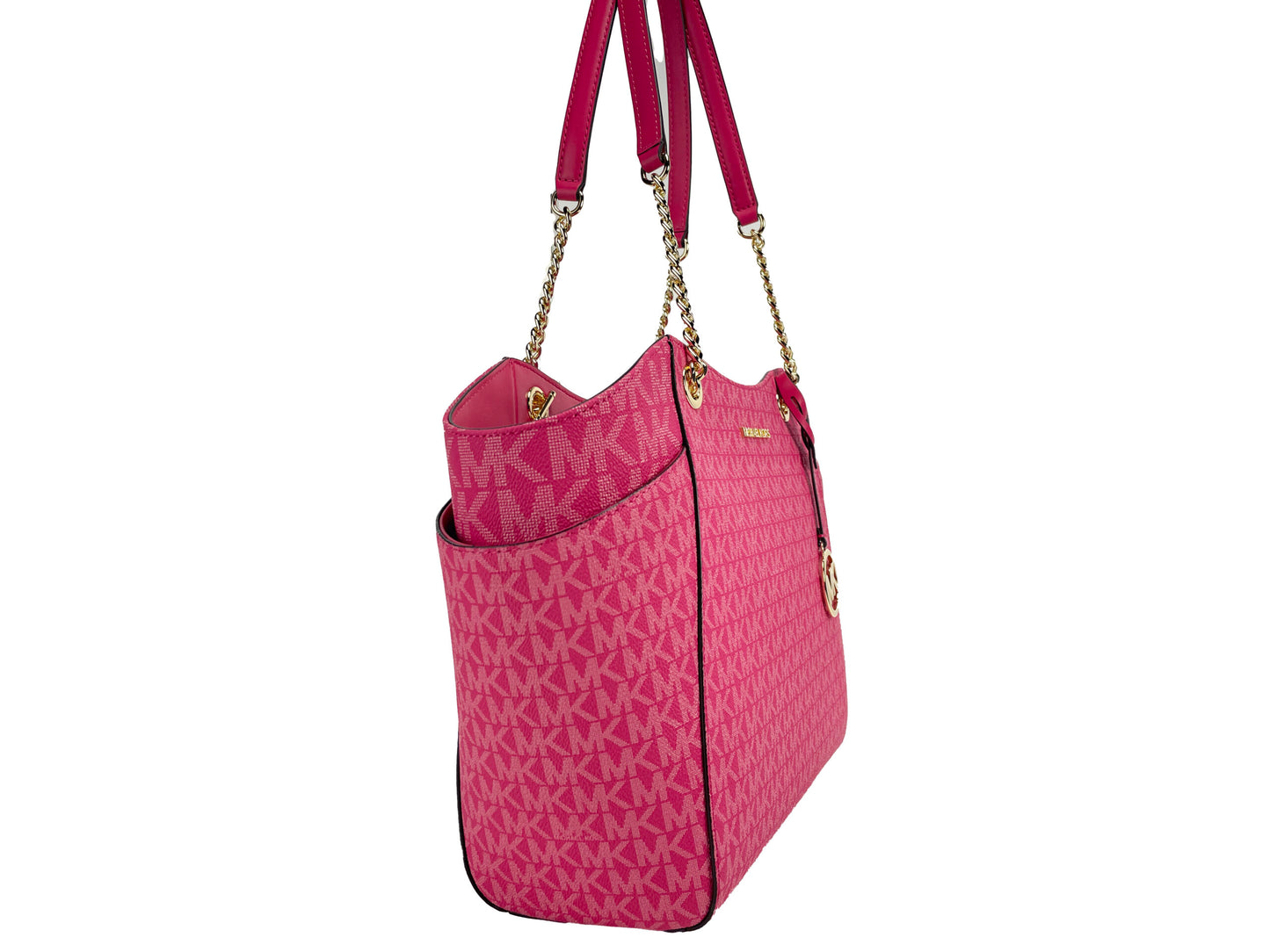 Jet Set Large Chain Electric Pink Shoulder Tote Bag