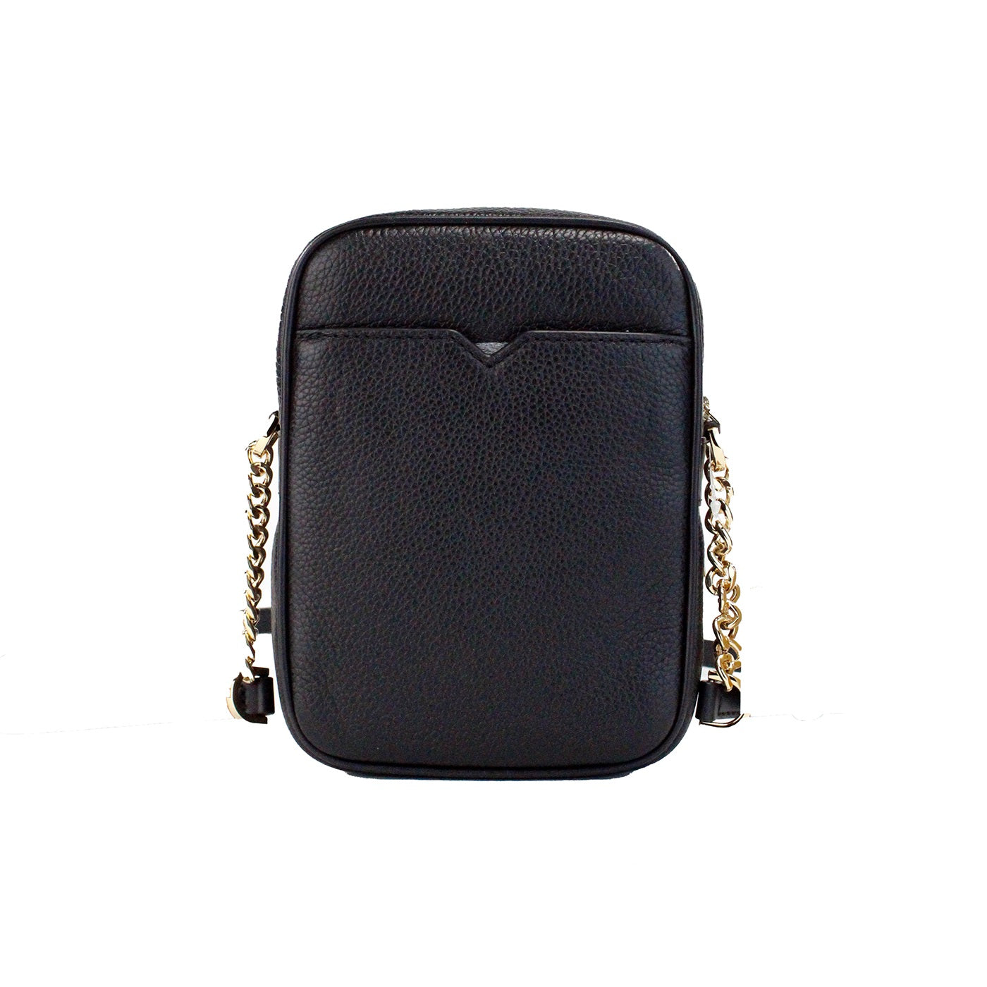 Flight Black Pebbled Leather North South Chain Crossbody Bag