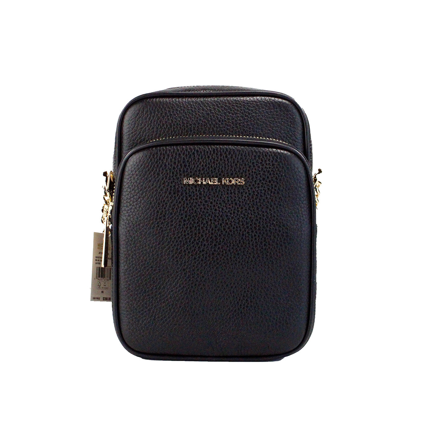 Flight Black Pebbled Leather North South Chain Crossbody Bag