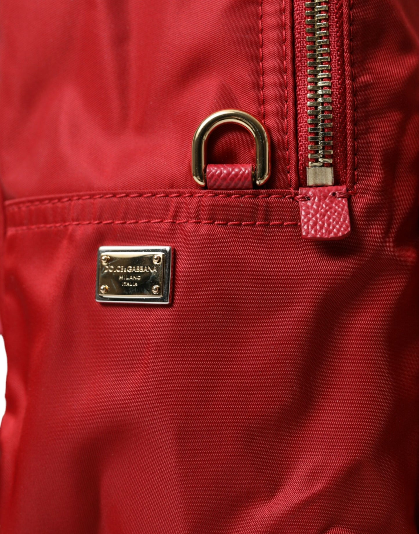 Embellished Red Backpack with Gold Detailing