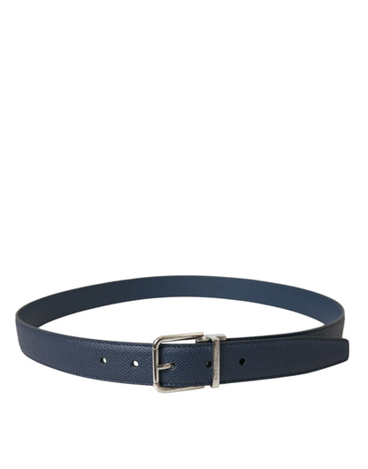 Elegant Navy Blue Leather Belt