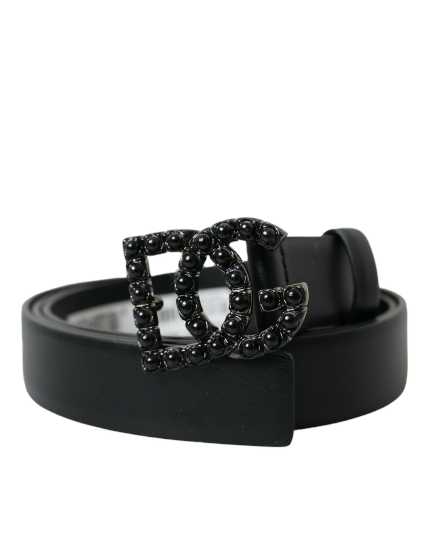 Elegant Black Leather Belt with Metal Buckle