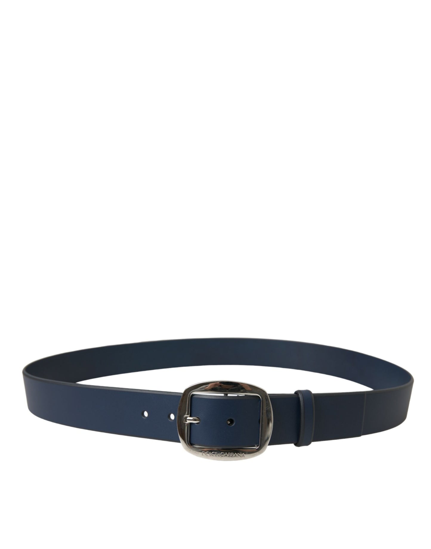 Elegant Blue Calf Leather Belt with Metal Buckle