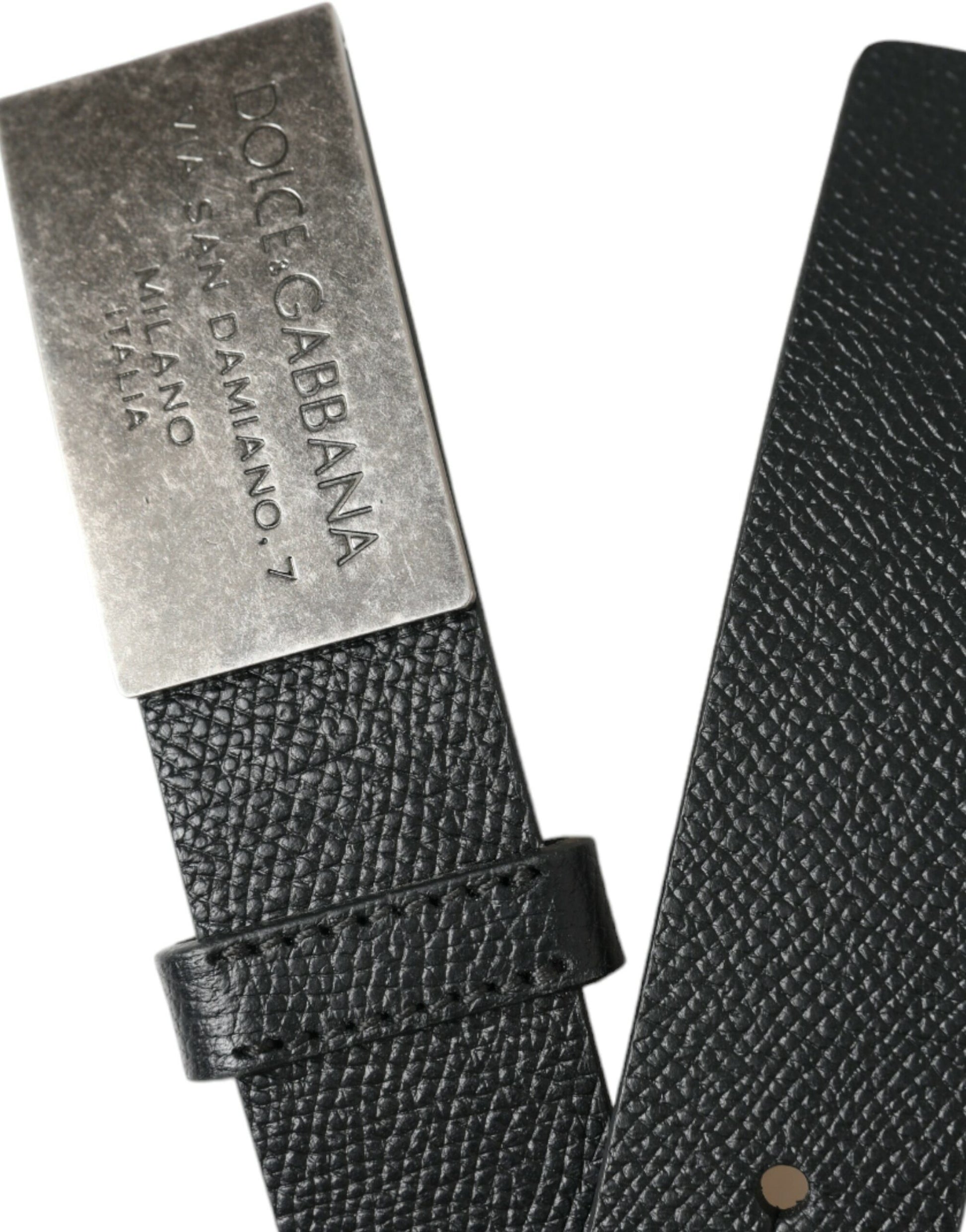 Elegant Black Leather Belt with Metal Buckle