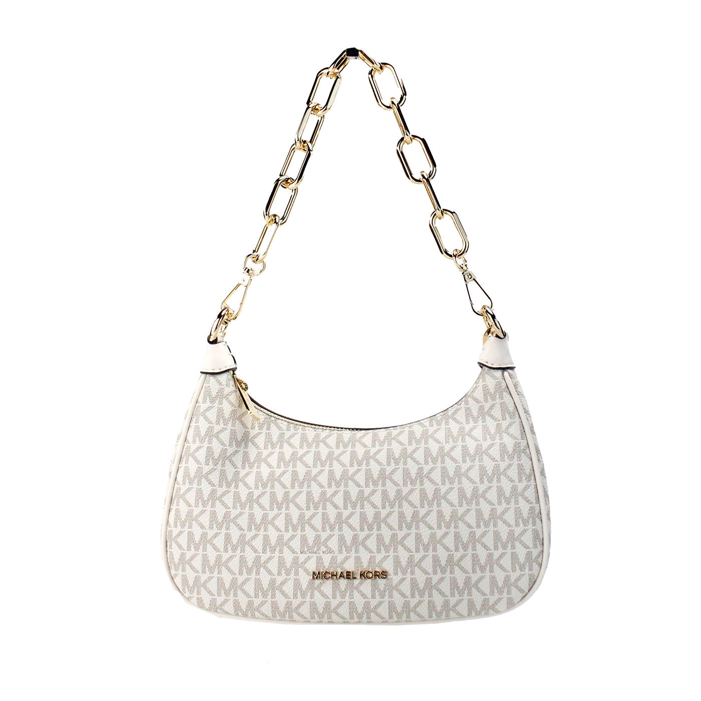 Cora Medium Light Cream Signature PVC Zip Pouchette Crossbody Bag