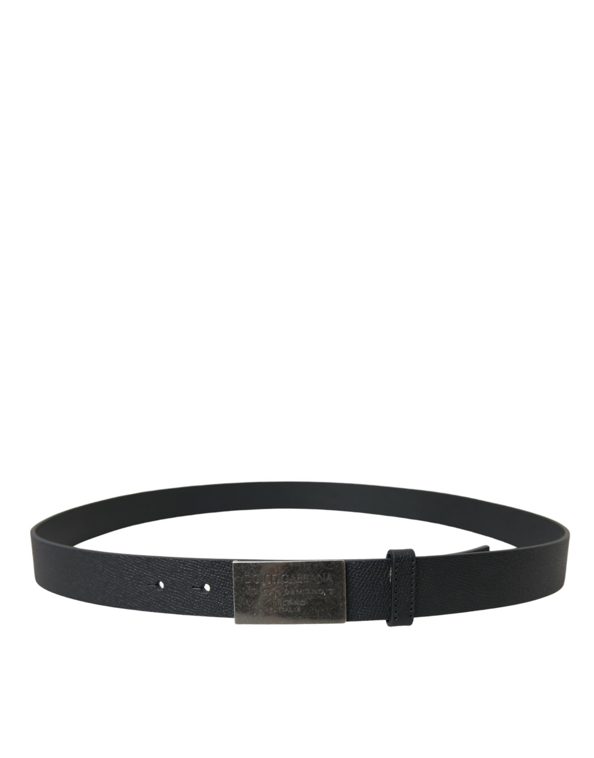 Elegant Black Calf Leather Belt with Metal Buckle