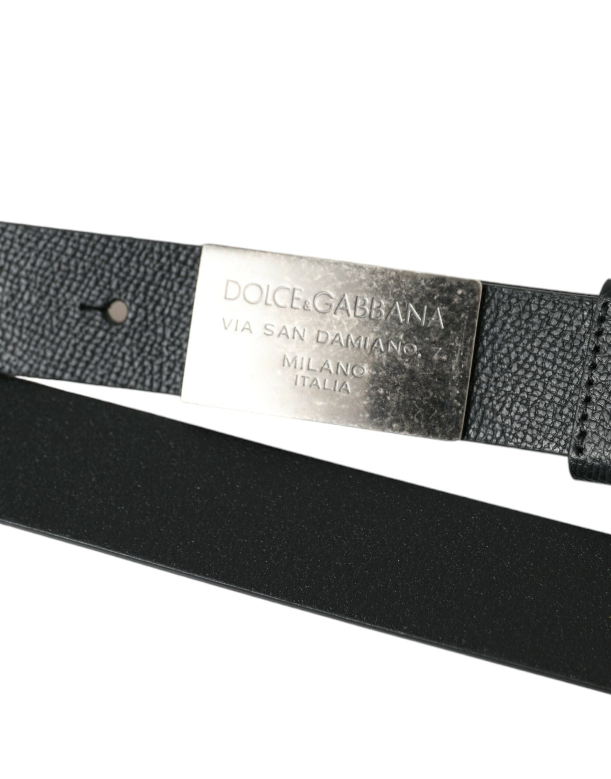 Elegant Black Calf Leather Belt with Metal Buckle