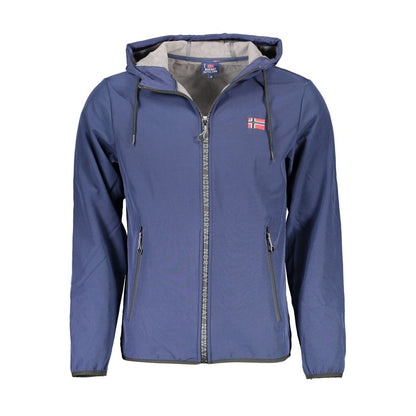 Elegant Blue Soft Shell Hooded Jacket