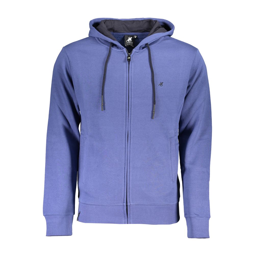 Chic Blue Hooded Sweatshirt with Embroidered Logo