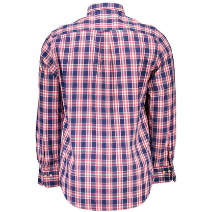 Casual Blue Cotton Shirt with Button-Down Collar