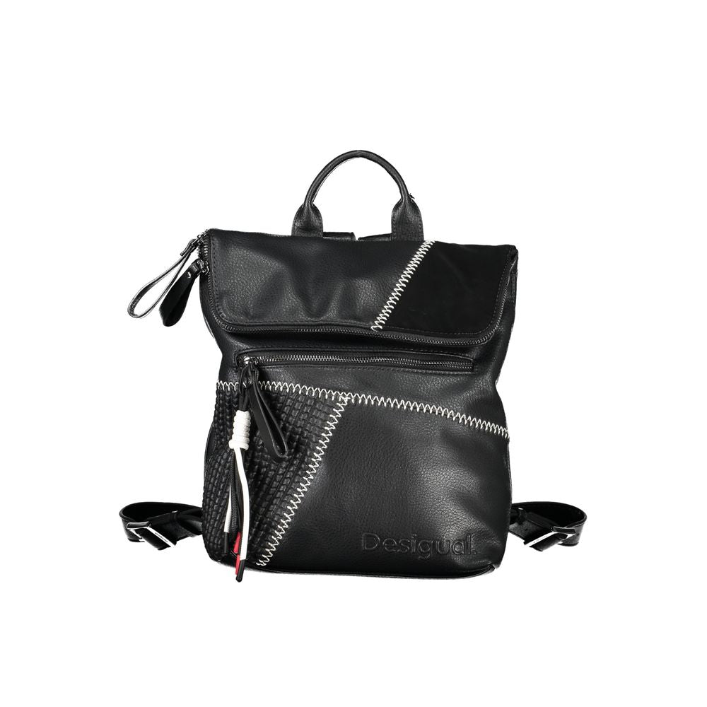 Chic Contrast Detail Black Backpack