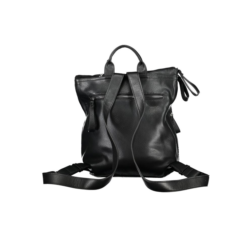 Chic Contrast Detail Black Backpack