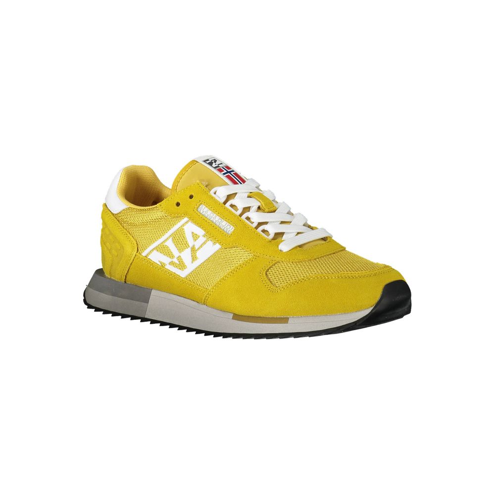 Vibrant Yellow Contrast Lace-Up Sneakers