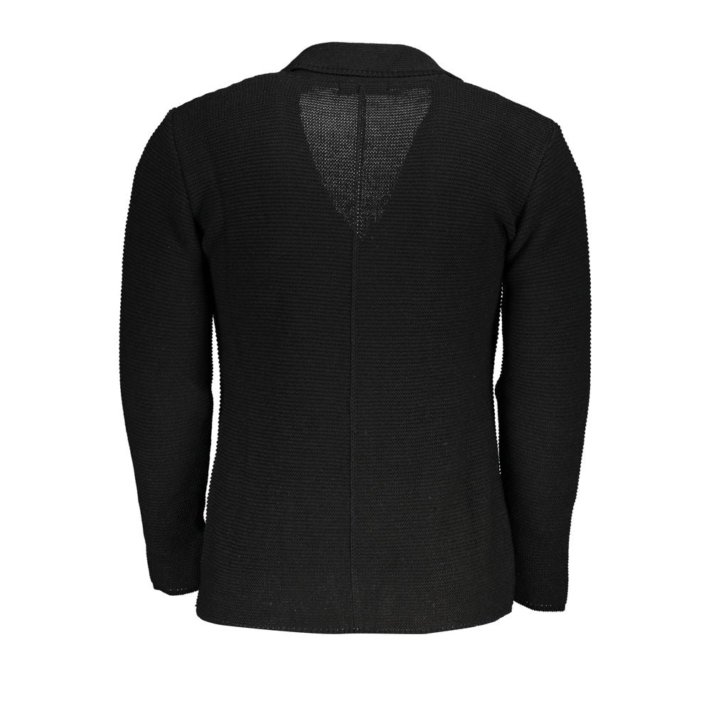 Elegant Black Cardigan with Subtle Logo Detail