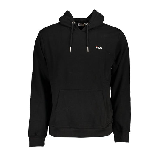 Sleek Black Hooded Sweatshirt with Embroidery