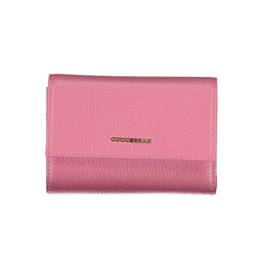 Elegant Pink Leather Wallet with Multiple Compartments