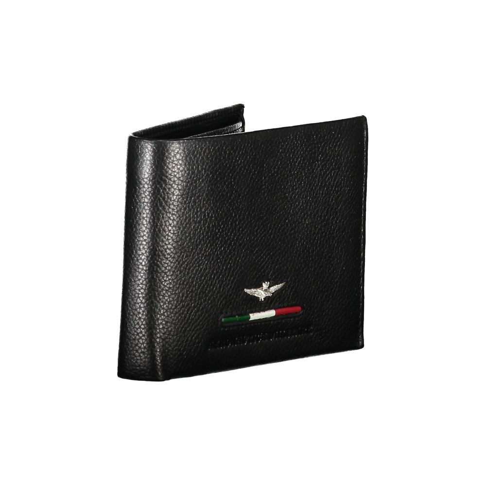 Elegant Black Leather Two-Compartment Wallet