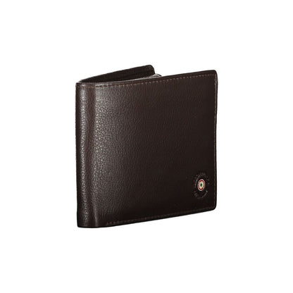 Elegant Brown Leather Wallet with Logo