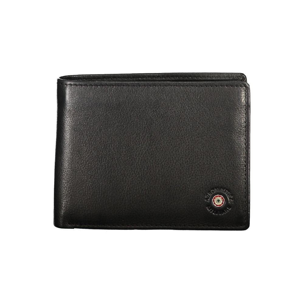 Sleek Black Leather Dual Compartment Wallet