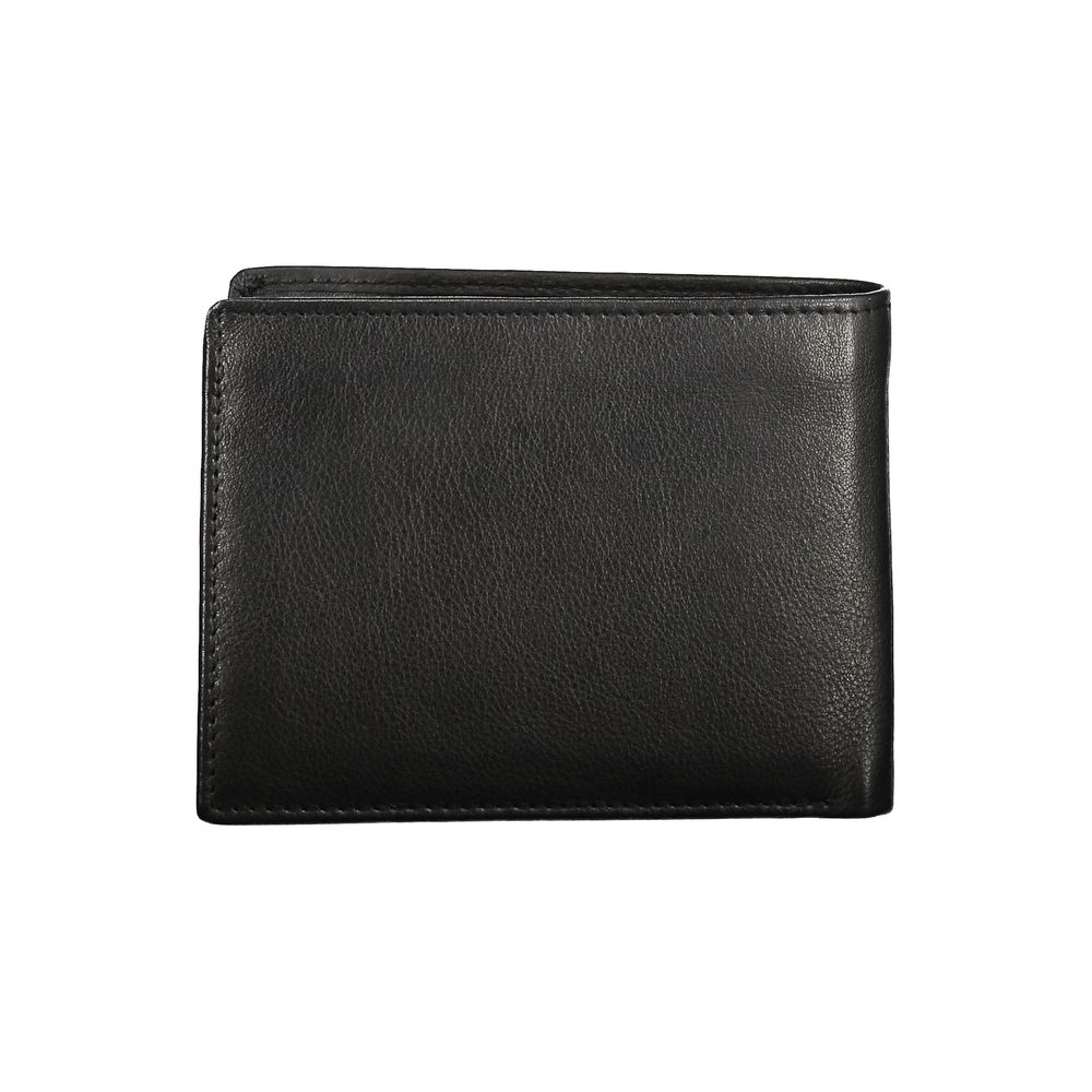 Sleek Black Leather Dual Compartment Wallet