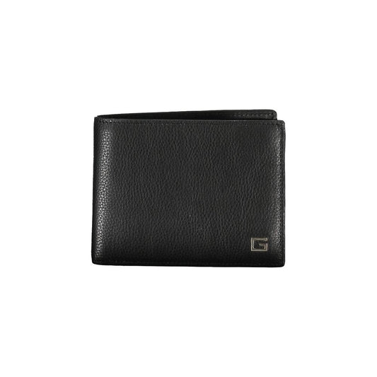 Sleek Black Leather Dual Compartment Wallet