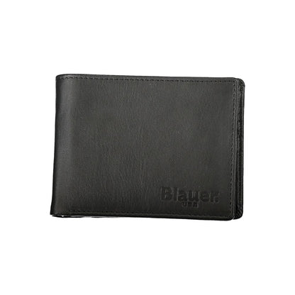 Sleek Black Leather Dual Compartment Wallet