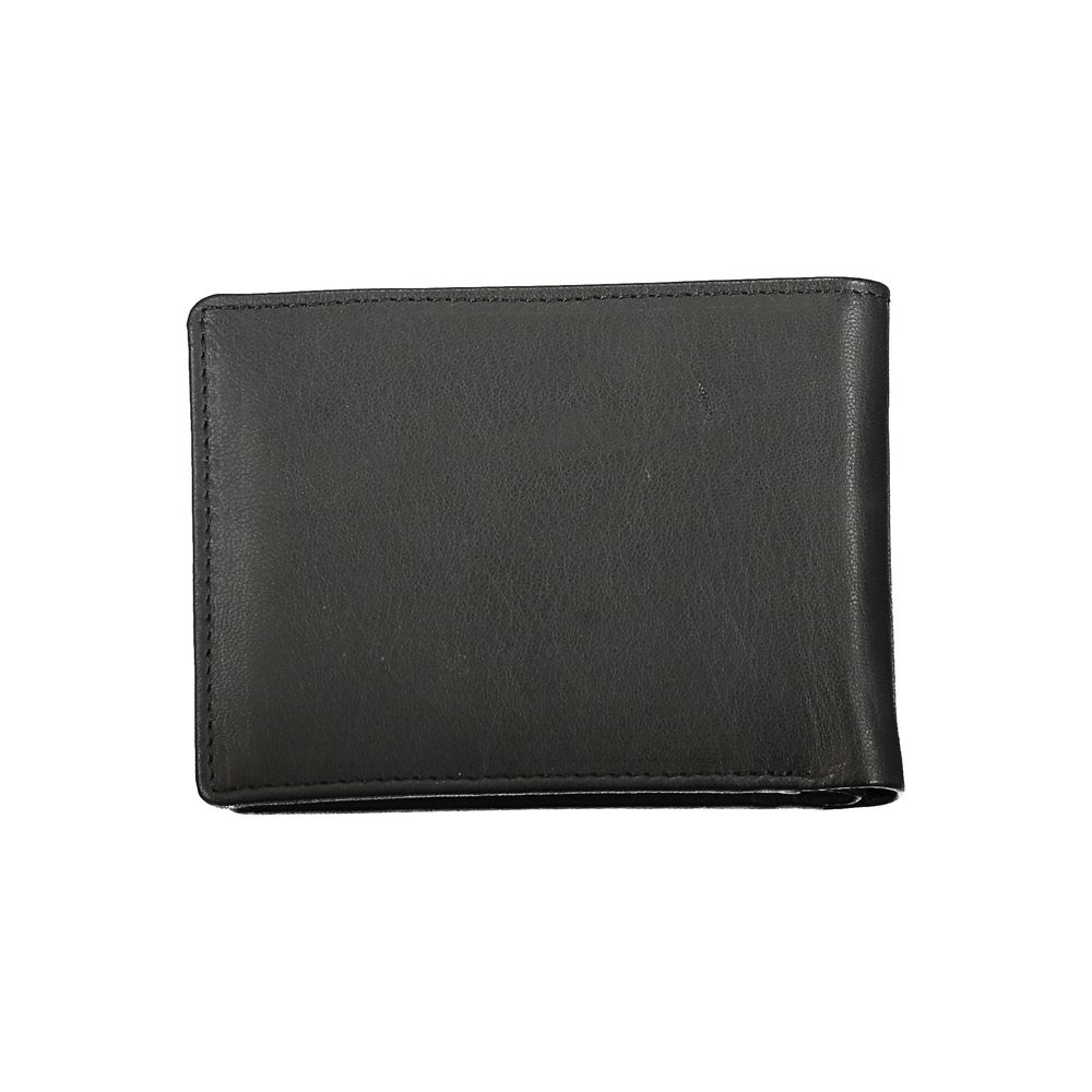 Sleek Black Leather Dual Compartment Wallet