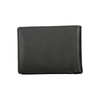 Sleek Black Leather Dual Compartment Wallet