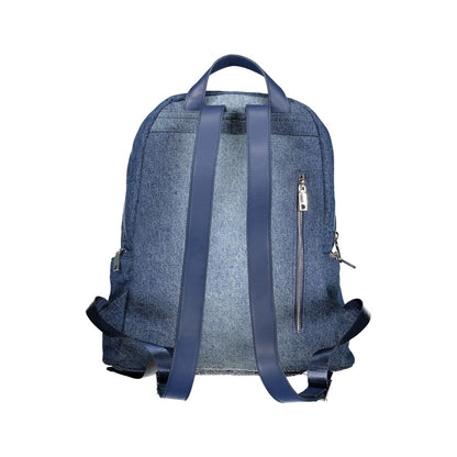 Chic Embroidered Blue Backpack with Contrasting Details