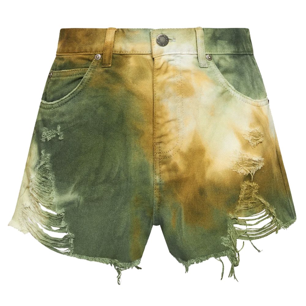 Military Green Cotton Women Shorts