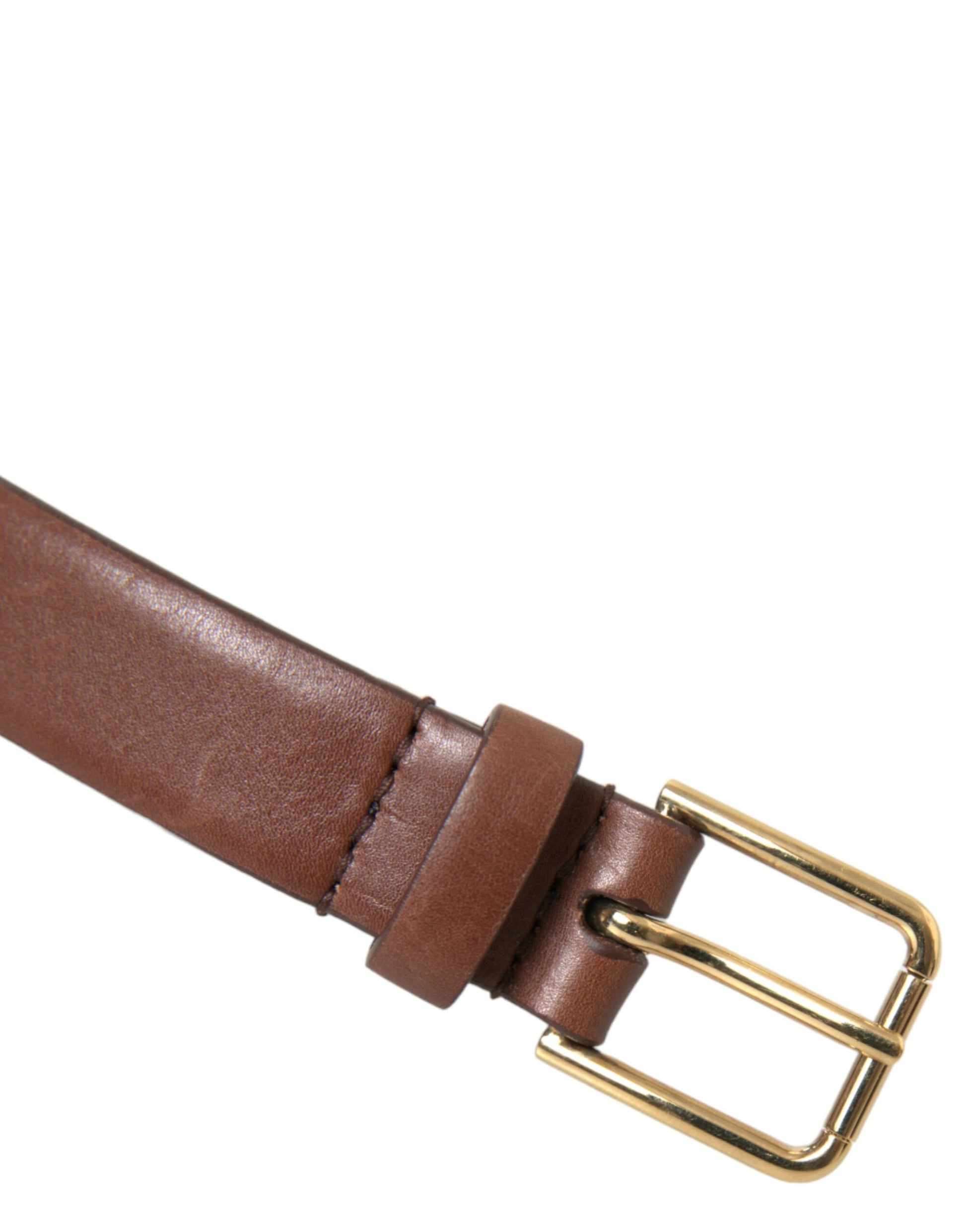 Elegant Brown Calf Leather Waist Belt