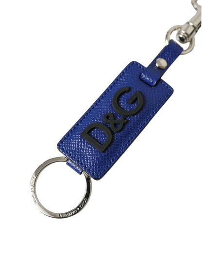 Elegant Blue Trifold Calf Leather Key Holder