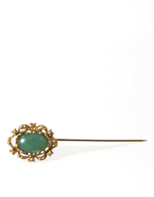 Elegant Gold-Tone Gemstone Pin Brooch