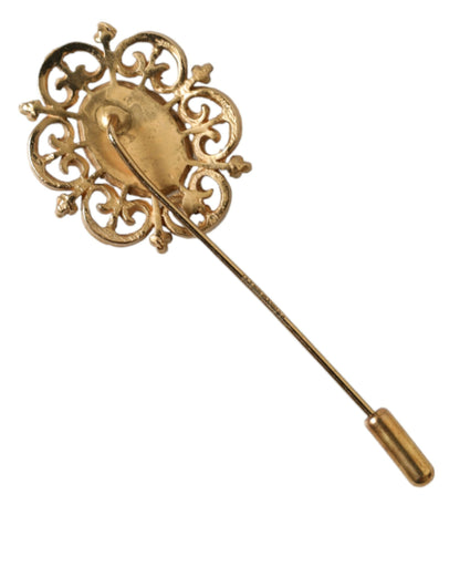 Elegant Gold Tone Silver Pin Brooch