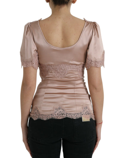 Elegant Floral Lace Silk Blouse