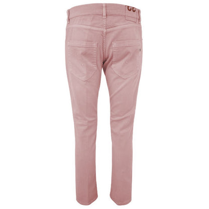 Chic Pink Stretch Cotton Trousers