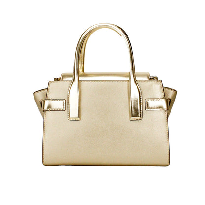 Carmen Medium Pale Gold Saffiano Leather Satchel Purse Bag