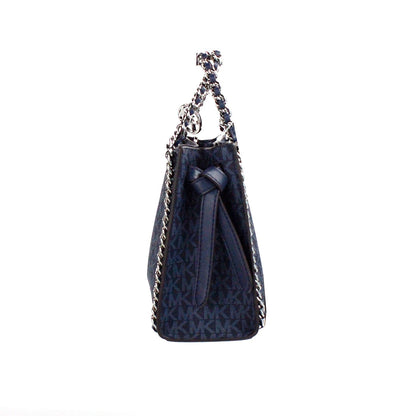 Mina Small Belted Navy Signature PVC Chain Inlay Crossbody Bag