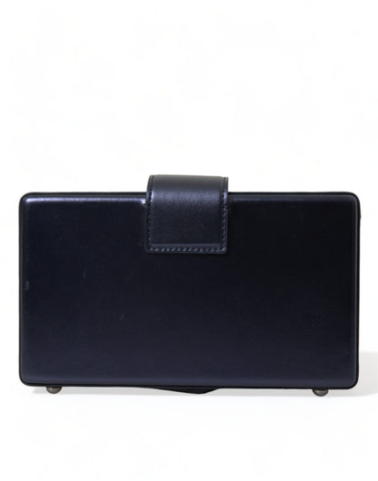 Elegant Dark Blue Lambskin Leather Box Bag