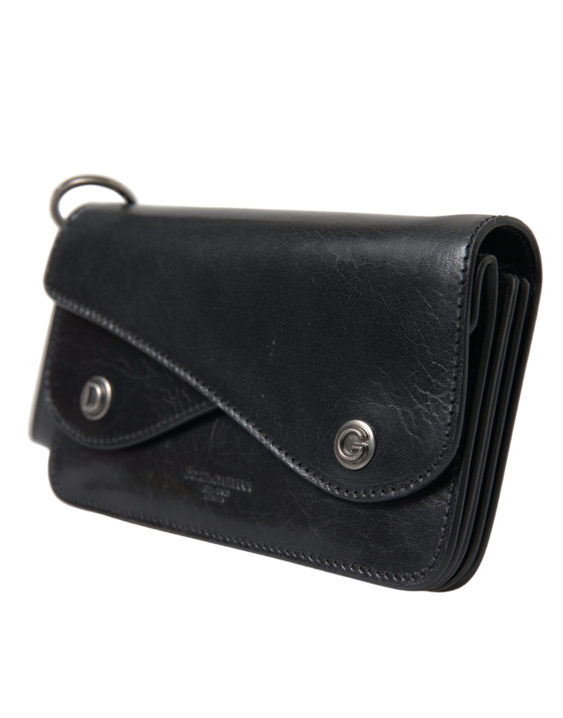 Sleek Black Leather Shoulder Bag