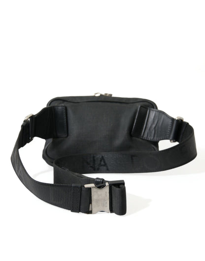 Sleek Black Canvas Belt Bag