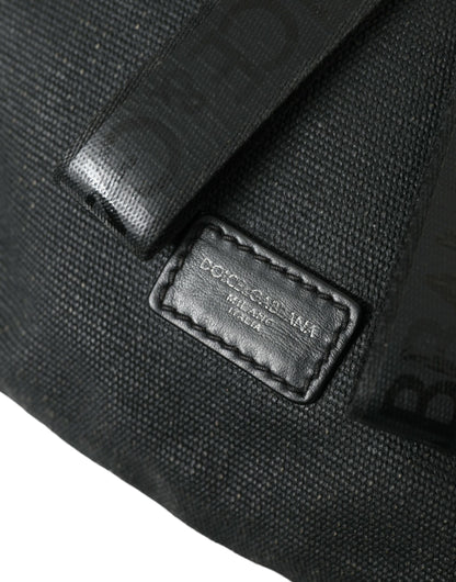 Sleek Black Canvas Belt Bag