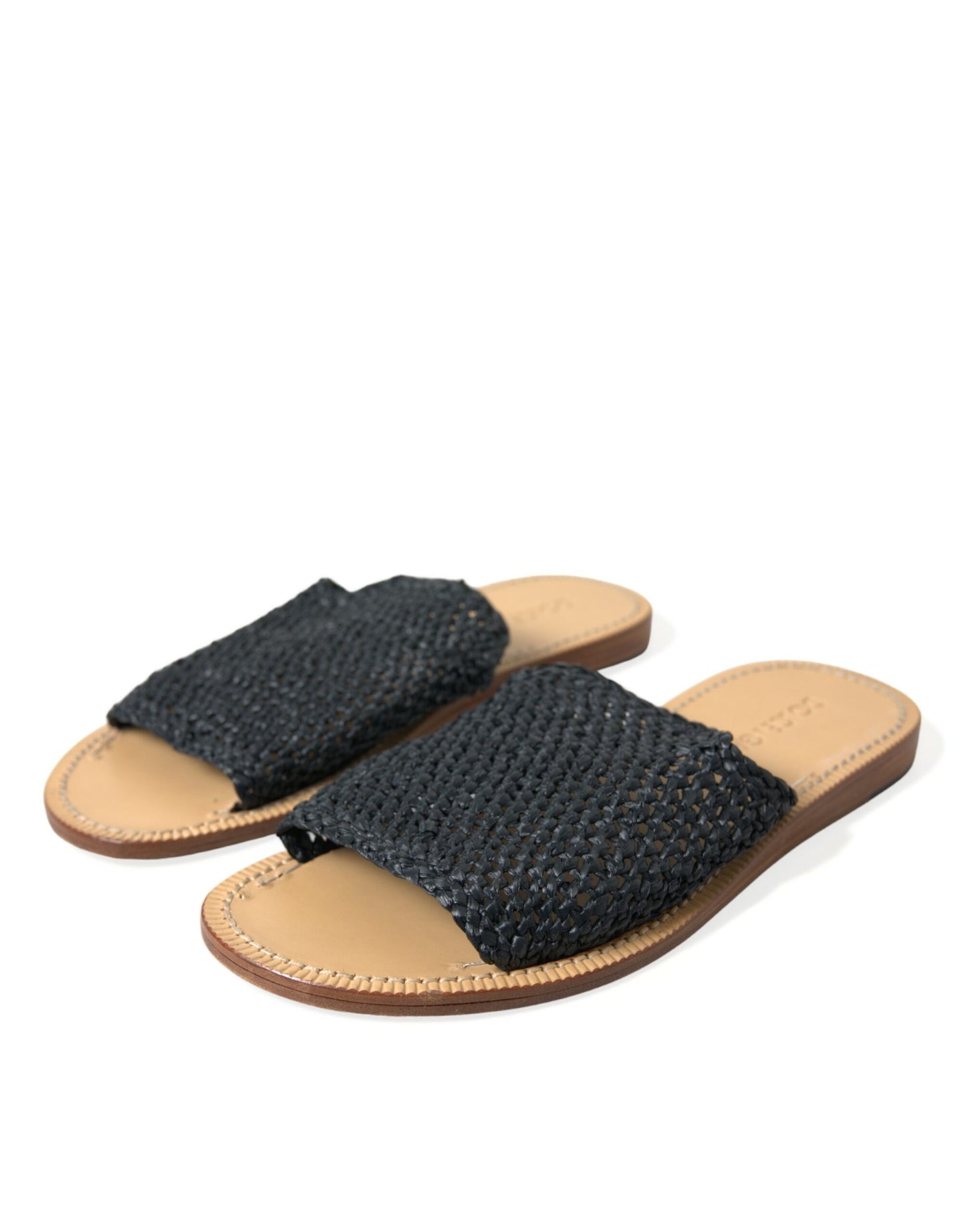 Chic Monochrome Raffia Slides