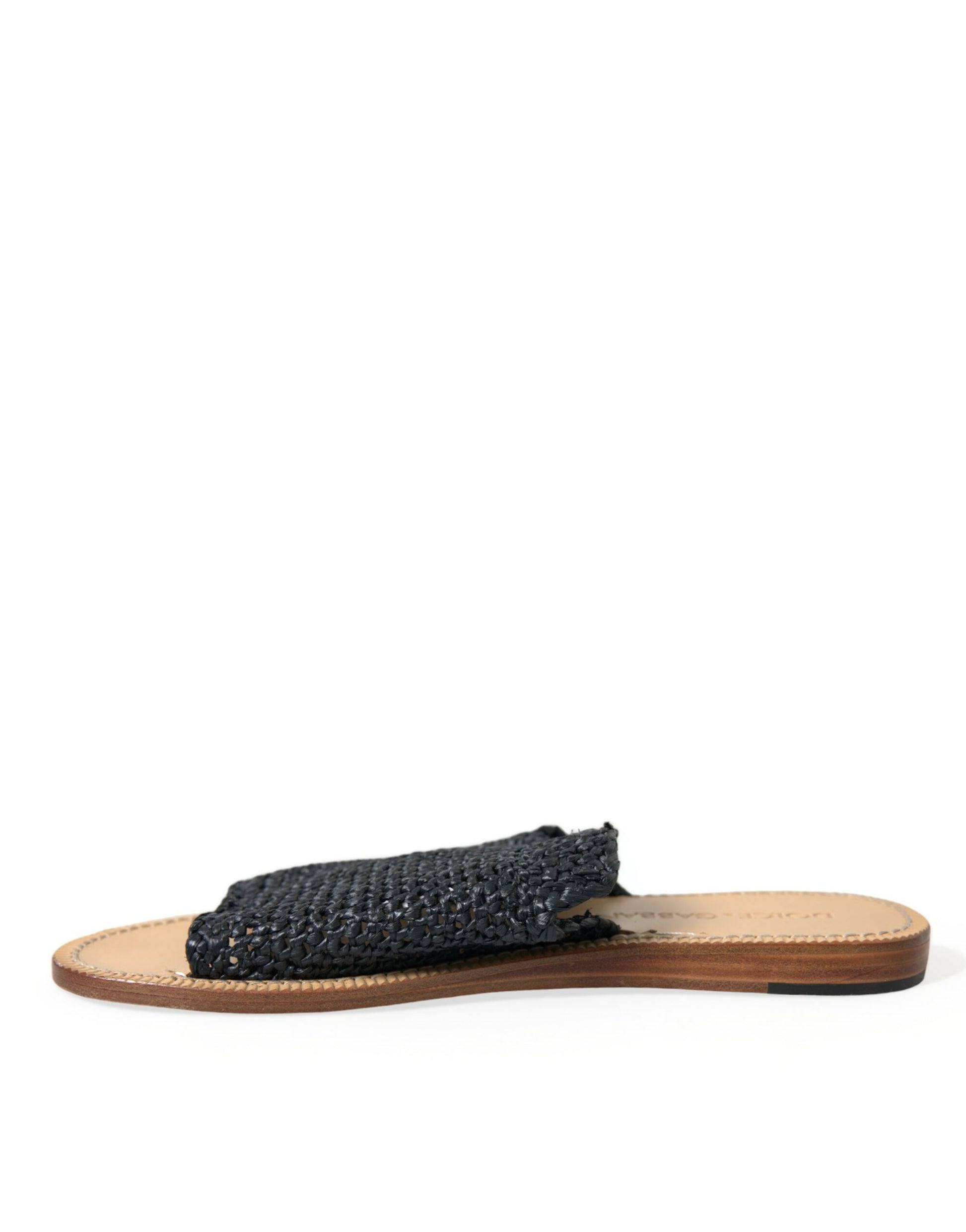 Chic Monochrome Raffia Slides