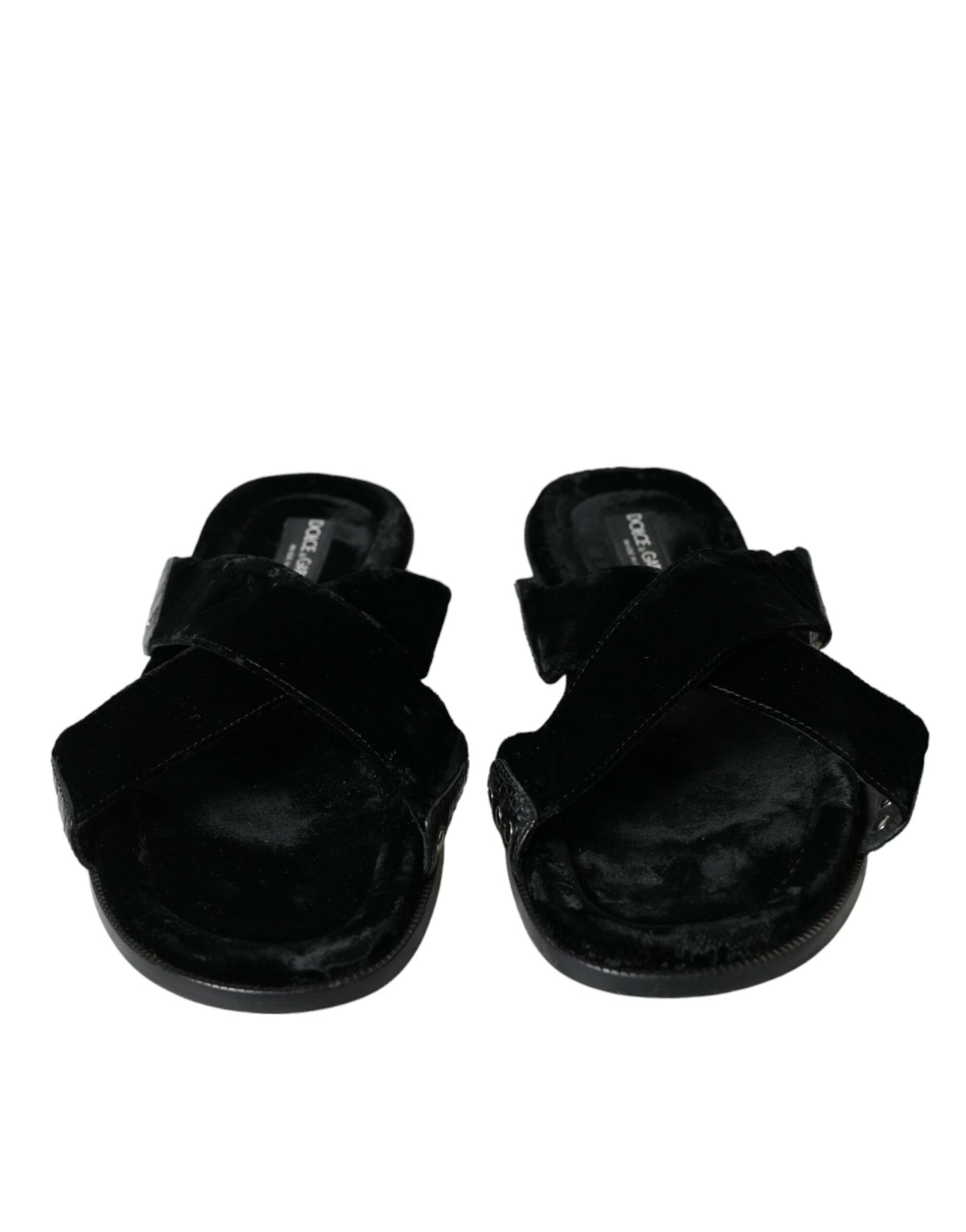 Elegant Black Cross Strap Slide Sandals